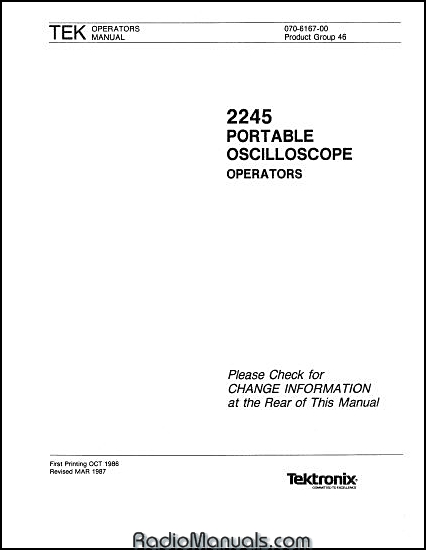 Tektronix 2245 Instruction Manual